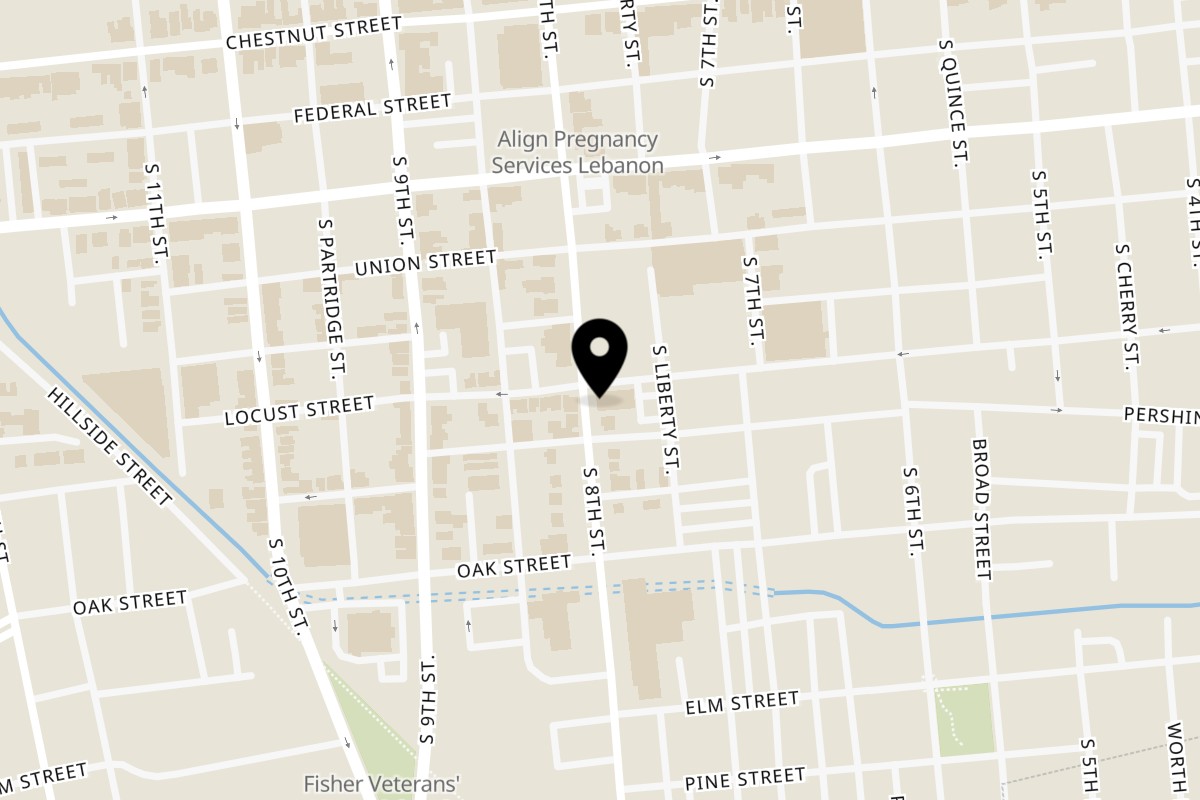 Map showing the location of Mark's Pizza on 748 Locust St in Lebanon